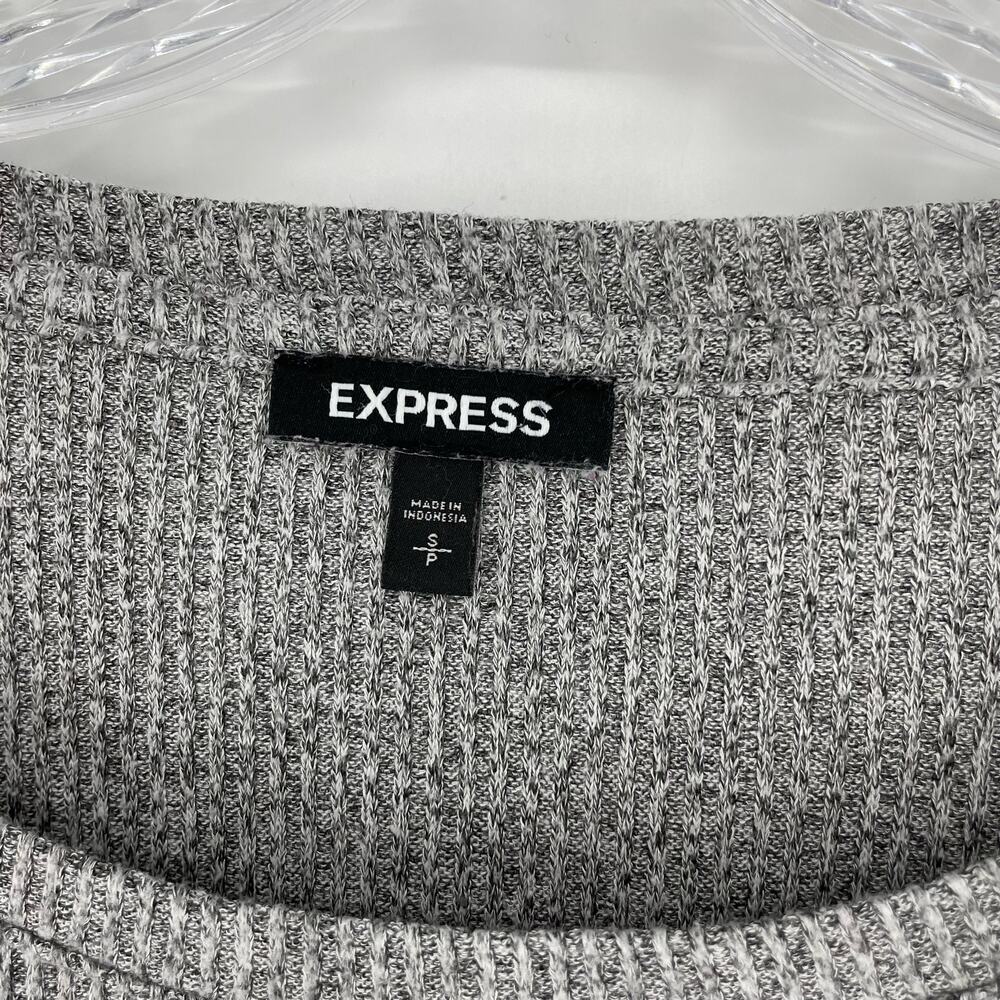 Express Cropped Heather Gray Ribbed Top Size Small - Picture 5 of 6